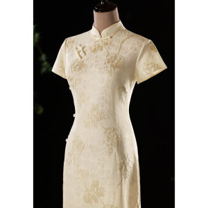 Champagne Color Cheongsam Young Girl Style Improved Daily Dress Summer Refreshing Retro New Arrival Elegant Long Cheongsam