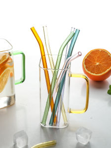 SHELI | Colorful Glass Non-Disposable Heat-Resistant Curved Straw
