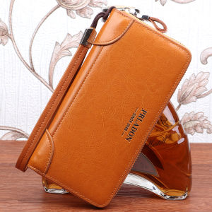 New Genuine Cowhide Brand Mens Leather Wallet Large Capacity Mens Handbag Womens Long-Style Zipper Bag Clutch