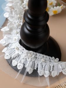 Handmade Decorative Lace Trim Heart Shaped Pleated Fabric DIY Materials for Princess Skirt Sleeve And Collar Ornaments