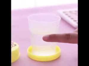 GELAS LIPAT PORTABLE TRAVEL TELESCOPIC PLASTIC CUP TEMPAT MINUM GELAS PLASTIK MOTIF KARTUN AE19