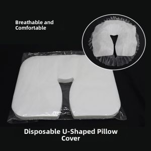 Disposable U-Shaped Pillowcase Non-Woven Elastic Hairband Beauty Salon Massage Bed Headband with Hole Travel Pillow Towel