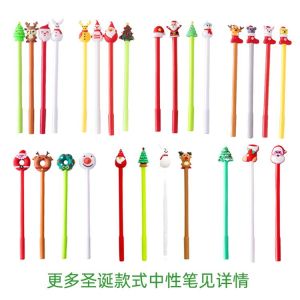Creative Cartoon Christmas Neutral Pen Simulation 3D Cute Santa Claus Figure Christmas Prize Gift Black Ink Quick Dry Water Based