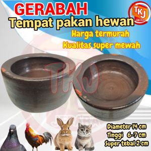 gerabah tempat pakan hewan kelinci kucing ayam burung super tebal diameter 14 cm
