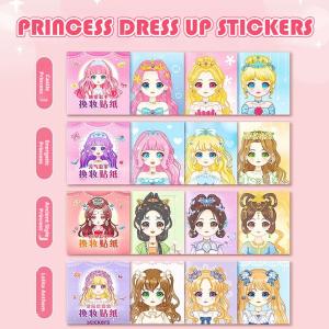 Stickers Book Handicrafts Creative Kids Stickers 15 Pages Toy Puzzle Reusable for Girls Cartoon Princess Make A Face Stickers