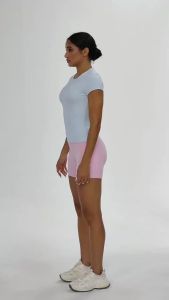 Hot Sale Summer Yoga T-shirt Running Shirts Solid Color Quick Drying Workout Top for Woman Short Sleeve Gym Sports Top