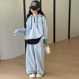 MPW | Fashionable Girls Autumn Outfit Set Casual Hoodie And Pants Two-Piece Ensemble Trendy Korean Style Medium To Large Children