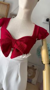 ชุดสองชิ้น เสื้อปีกนกกางเกงเอวจีบ ชุดสำหรับป่วย สุดน่ารัก ชุดส่วนร่มและกระเป๋า