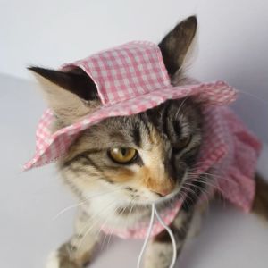 Topi Kucing dan Anjing Lucu Aksesoris Hewan Motif Kotak Pastel - Vichy Hat