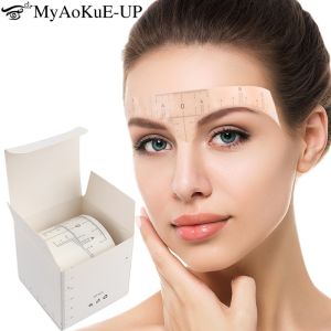 50pcs Disposable Microblading Eyebrow ไม้บรรทัดสติกเกอร์คิ้ว Shaping Brow ตําแหน่งไม้บรรทัดท่องเที่ยวสติกเกอร์ถาวรเครื่องมือแต่งหน้า