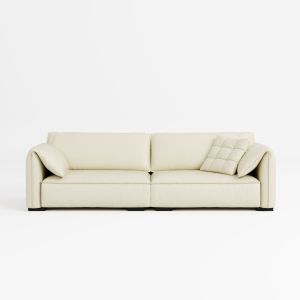 Cozylant Comfy Half Leather Sofa / 2 Seater / 3 Seater /4 Seater Sofa for Living Room /  Grey Green White Beige Brown / Minimalist /Lazy Sofa