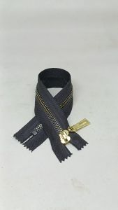 Resleting Zipper Ritsleting 25 cm Type Gigi Vislon Warna Hitam Gold Bintik Untuk Busana Wanita Dll Harga Per Biji Kode BGB