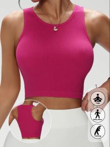 Áo Thể Thao Yoga Liền Thân Màu Trơn Cho Nữ Dây Rộng Không Gọng Thoáng Khí Không Mút Ngực 4 Màu Mặc Thường Ngày Thể Thao