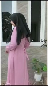 Gamis Ceruty Nuha Babydoll Full Furing List Renda | Gamis Ceruty Babydoll Terbaru | Dress Kondangan Polos Variasi Renda