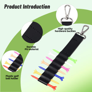 Golf Tee Holder Portable PU Leather Case with 360° Rotatable Hook Lightweight Golf Tee Storage Bag for Golf Accessories