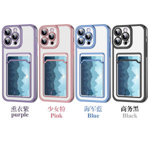 Electroplate Clear Card Slot Bag Phone Case For iPhone 15 Pro Max 15 Plus iPhone 14 Pro Max 14 Plus 13 Pro Max 12 Pro Max 11 Pro Max Soft Transparent Silicone Shockproof Cover For iPhone XS Max XR 7 8 Plus 6 6S Plus