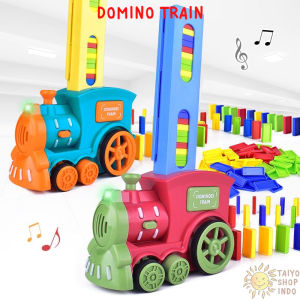 TAIYO Mainan Anak Domino Train 60 Pcs Electric Kereta Api Penyusun Domino Lampu Musik