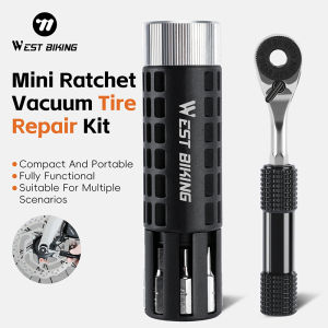West Biking | WEST BIKING Mini Ratchet Vacuum Tire Repair Kit Bicycle Repair Tool Set Ratchet Tire Repair Needle Fork 5 Rubber Strips