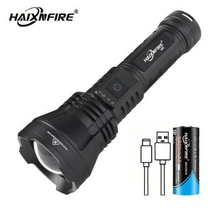 Haixnfire H49 đèn pin cắm trại ngoài trời 6000 lumens Kính thiên văn zoom đèn LED USB có thể sạc lại