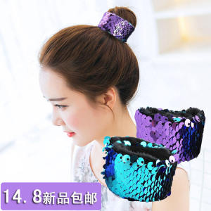 Korean Style Fashionable Bead Headband Stage Performance Ponytail Clip Color Changing Sequin Hair Accessories Childrens Bracelet