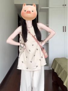 เสื้อกั๊กแขนกุดผู้หญิงฤดูร้อน ทรงหลวม ดีไซน์เก๋ไก๋ ผูกโบว์ผีเสื้อ ใส่ได้ทั้งในและนอกบ้าน เสื้อผ้าทำงานสำหรับผู้หญิง