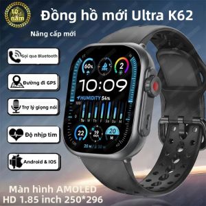 Đồng Hồ Thông Minh Ultra K62 Dành Cho Nam Nữ Màn Hình AMOLED 1000mAh Gọi Bluetooth GPS Chống Nước Theo Dõi Sức Khỏe Tương Thích Với iOS Và Android