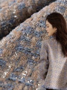 Vải Len Xám Nhỏ Sang Trọng Vải Áo Khoác Thời Trang Cao Cấp Dệt Tay DIY Vải Áo Khoác Vải Áo Khoác Mùa Thu Đông Vải Len Polyester