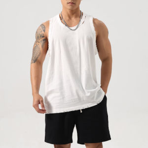 Summer New Arrival Fitness Vest Mens Loose Training Ripped Brothers Wait Lifting Muscle Sports Sleeveless T-shirt Tide Battle Loss