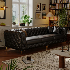 American retro light luxury genuine leather living room sofa