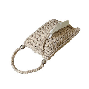 White Garden French Handwoven Tissue Box Car Mounted Drawstring Paper Towel Holder Home Use Drawer Style Tissue Bag