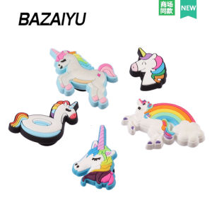 Rainbow Unicorn Shoe Buckle Accessories for Clogs/PVC80450/Ba Zai Yu Brand/2025 Spring Season/Crocs Compatible