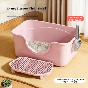 HELLOLEIBOO | Large Open-Semi-Enclosed Litter Box