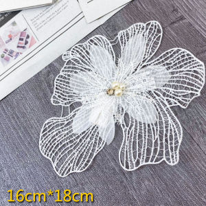 Handmade Embroidery Dress Material Soluble Lace Trim Sweater 3D Flower Pearl Rhinestone Clothing Decoration Bead Drill Accessories