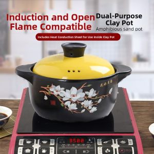Ceramic Sand Pot Stove Top Compatible Gas Range Universal Soup Making Home Use Clay Pot Stew Pot Rice Cooking Pot