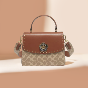 Womens Crossbody Handbag Elegant Classic Floral Print Luxury Small Square Bag Fashionable Lock Buckle Closure Soft PU Leather