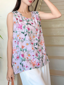 Ladies New Style Silk Cotton Vest Loose Fit Sleeveless Home Wear Artificial Cotton Summer Fashion Outerwear plus Size Top