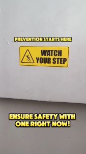 DSign Watch Your Step 10x4\" inches Sticker Signage Vinyl | Door Sign | Waterproof | Scratchproof