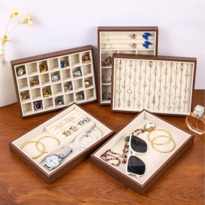 Wood Grain Jewelry Tray Storage Drawer Small Stackable Jewelry Boxes and Packaging Suitable for Ring Earrings Simple Practical