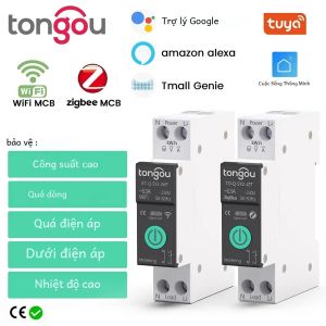 Tuya Wifi/ZigBee MCB thông minh ngắt mạch trên hiện tại Dưới điện áp bảo vệ đo điện 1-63a điều khiển từ xa chuyển đổi