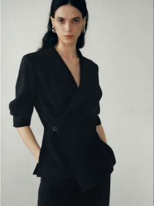 Elegant Breathable Black and White Fashionable Commuter Suit Jacket 3/4 Sleeves