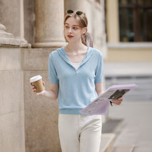 XIANGYING | Slender Yellow Fake Two-piece Knitted Blouse