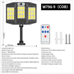 ESMARTER | LEDMotion Sensor Street Wall Lamp COB Outdoor Solar Lights Remote Control Ground Insertion Landscape Garden Lawn Light