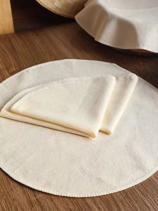 ผ้ารองนึ่งขนมปังและบาวซี ทำจากผ้าฝ้ายแท้ ผ้าฝ้าย ไมล์ สำหรับทำเกี๊ยวซ่า ไม่ติดกระทะ อุปกรณ์ทำครัวทรงกลม