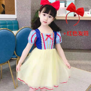 Fashionable Snow White Fairy Dress Girls New Style Dress Mesh Skirt Childrens Clothing Summer Season A-Line Skirt Short Sleeve