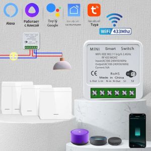 Công Tắc Thông Minh WiFi Tuya 20A RF 433MHz Điều Khiển Ánh Sáng Không Dây Với Tương Thích Giọng Nói Ứng Dụng Smart Life Cho Alexa & Google Home