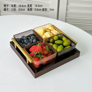Luxurious Acrylic Fruit Plate for Living Room Tea Table Snacks Partitioned Dessert Dry Fruit Plate Home Use Wedding Supplies