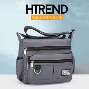 Oxford Cloth Mens Casual Multi-Functional Shoulder Bag Canvas Crossbody Business Small Square Bag Nylon Fabric Zipper Closure