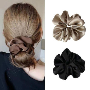 Korean Woman Big Elegant Silk Elastic Hair Band Satin Scrunchies Hair Tie Ladies Grip Loop Ponytail Hold Headwear Hair Accessory