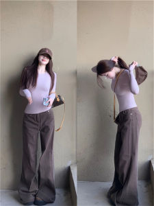 Áo Thun Tay Dài Màu Hồng Ôm Vừa Vặn Thời Trang Thu Đông Dành Cho Nữ Áo Thun Cotton Dáng Ôm Cổ Tròn Không Mũ Mềm Mại Thoáng Khí