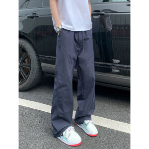 Quick Dry Ice Silk Mens Summer Thin Straight Leg Casual Pants Loose Fit Outdoor Workwear Trousers Fashionable Youth Style